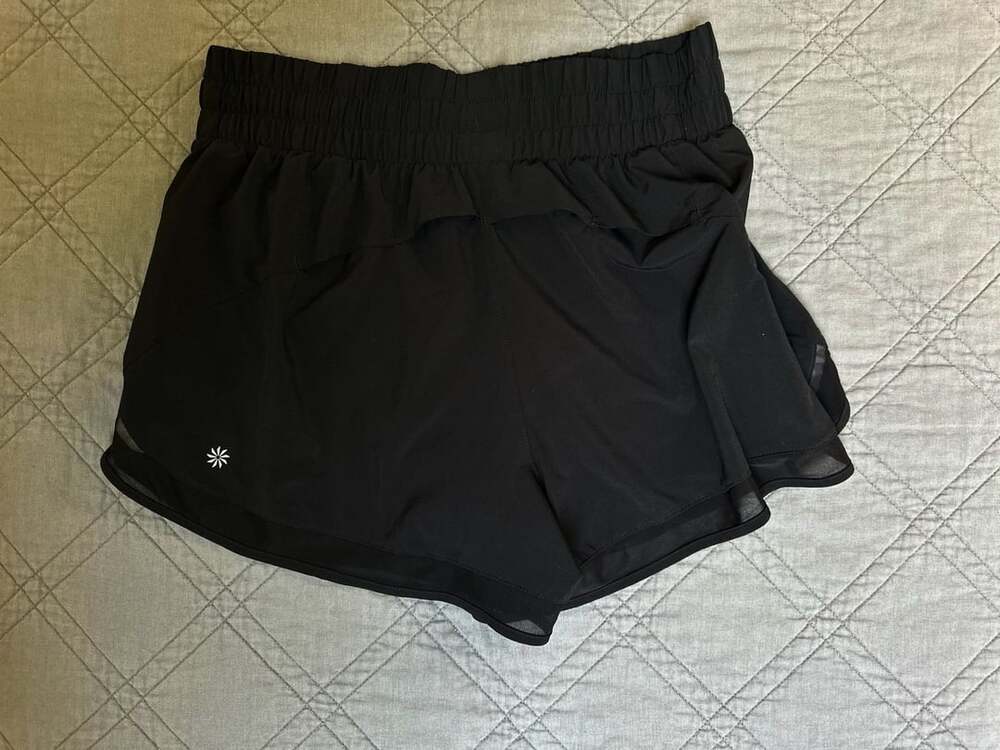 Athleta High Rise Mesh Racer Run 3" Shorts Black Size M